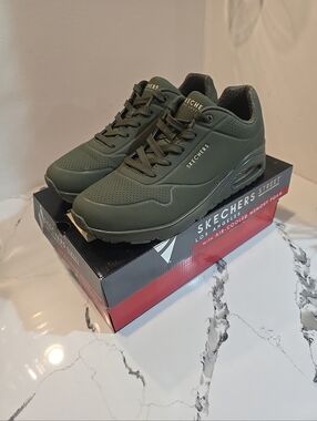Skechers Lace Up Sneakers Uno Stand On Air Olive Women's Size 11 Pre-owned